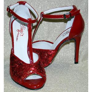 Sandra paillettes rosso - Tacco 10,5 cm