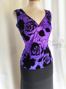 Top Alana violet in flocked mesh with roses