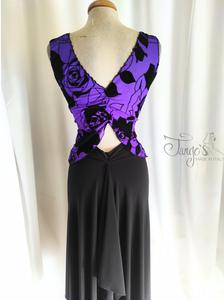 Top Alana violet in flocked mesh with roses