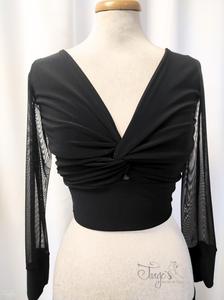 Top Alma nero con maniche in tulle