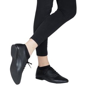 scarpe da ballo unisex oxford jazz in pelle nero stringata tacco 1 cm