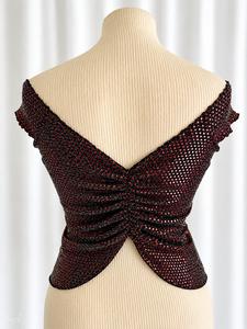 Top Annalisa  manica corta micro paillettes rosse