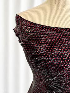 Top Annalisa  manica corta micro paillettes rosse