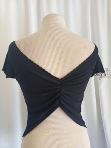 Top Annalisa nero manica corta