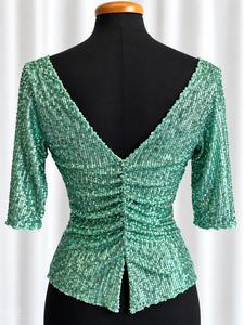 Top Annalisa paillettes acquamarina