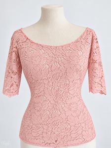 Top Annalisa pizzo rosa antico