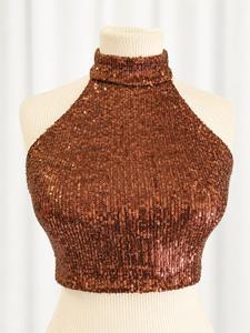 Top Bea paillettes bronzo