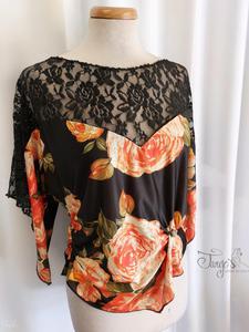 Top Oda pizzo e fiori arancio