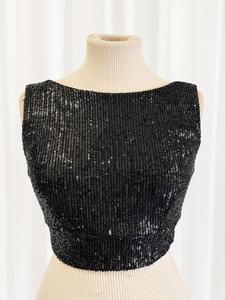 Top Romi nero paillettes