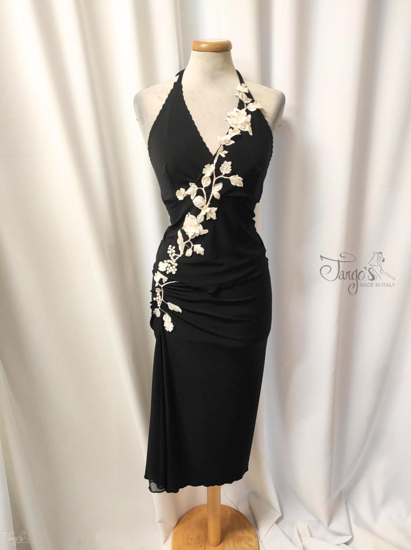 Abito halter con volant e pizzo hotsell