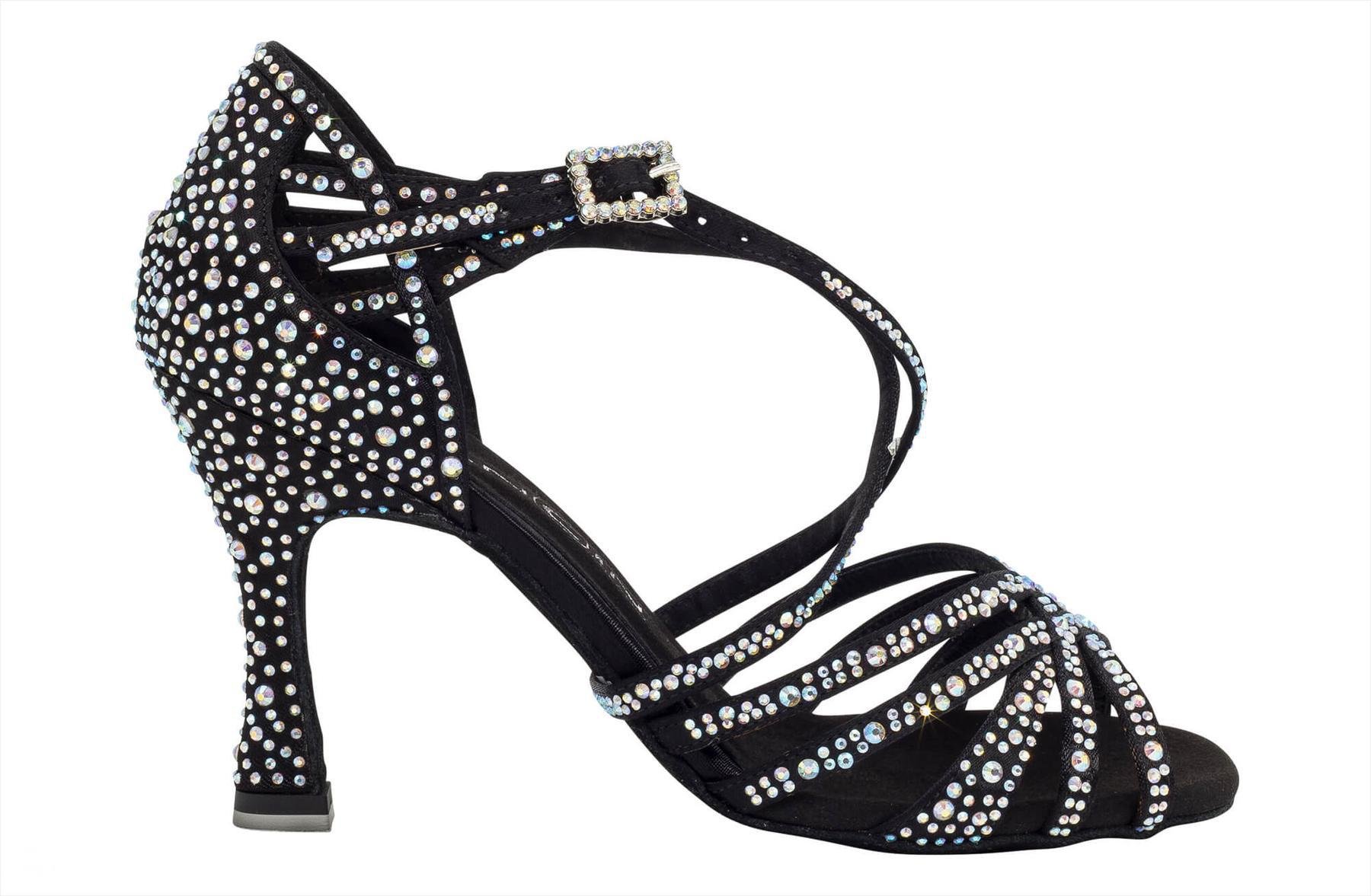 Dancin Scarpe Da Ballo In Raso Nero 5 Fasce Con Listini , Ta