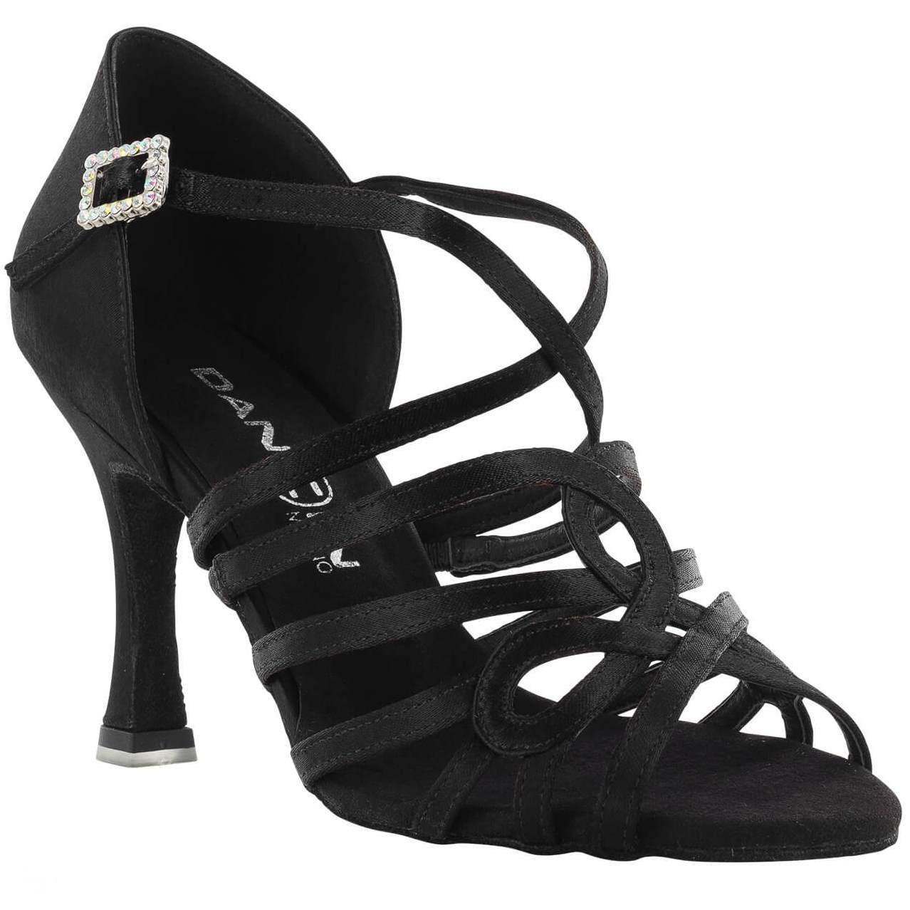 Dancin Scarpe Da Ballo In Raso Nero 5 Fasce Con Listini Incr