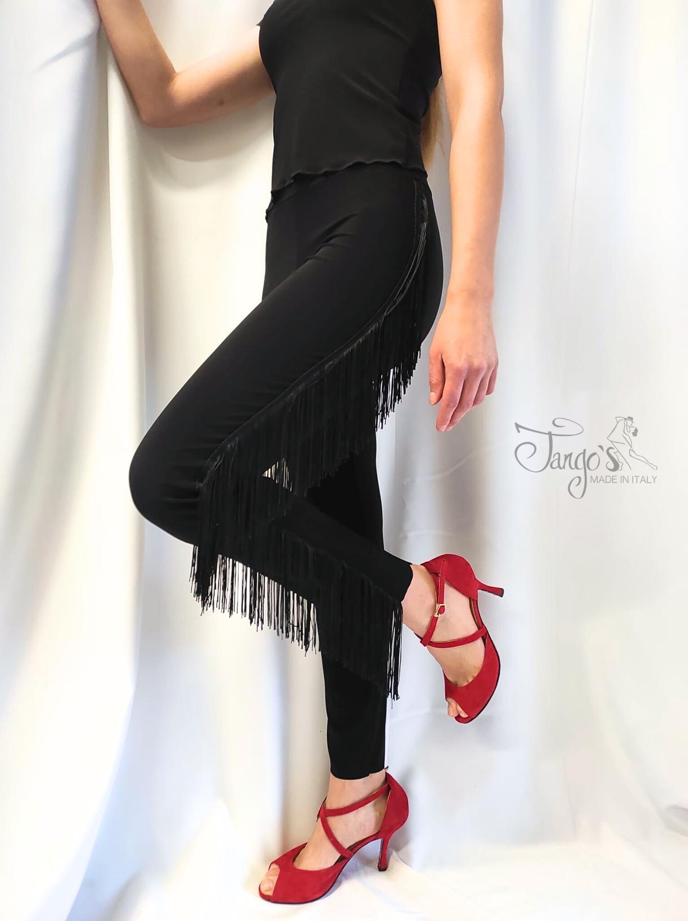 Pantalone Laura Nero Con Frange Pantaloni